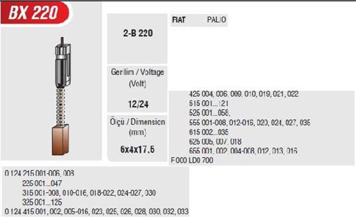 Alternatör Kömürü 12V 24V Fıat Palıo Bosch Tipi 6*4*17 5 | Mega Bx220