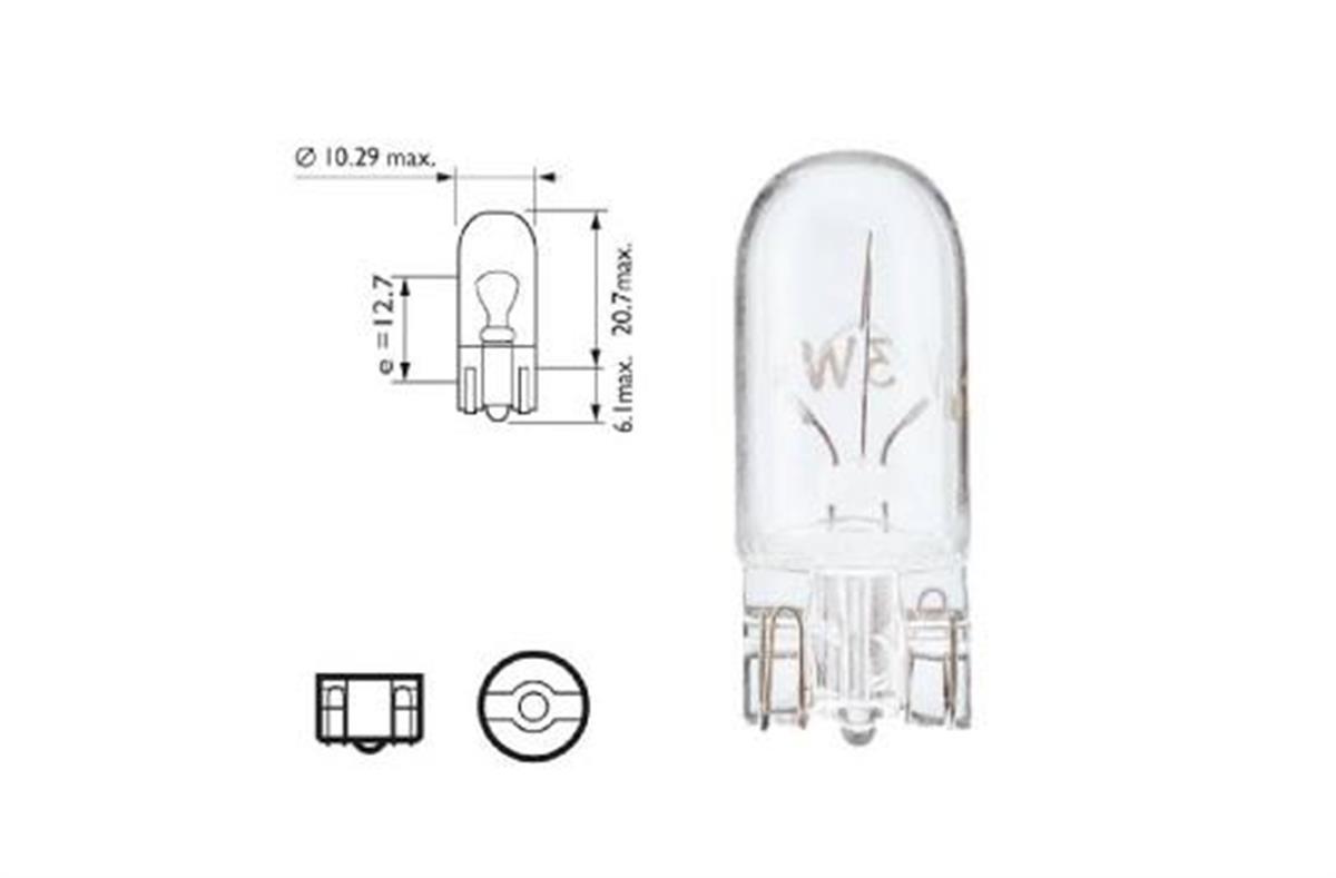 Ampul 12V 3W T10 Dipsiz Ampul