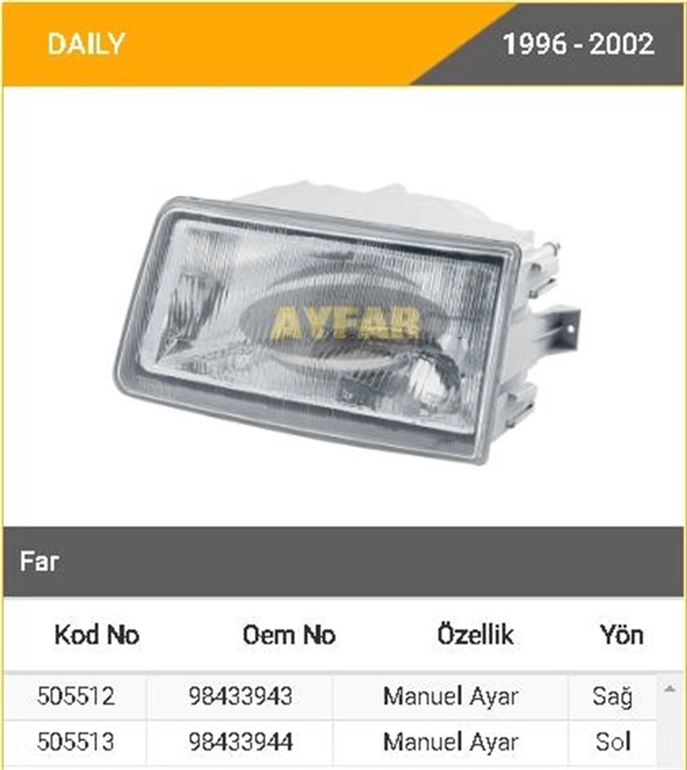 AYFAR505512-Far Komple