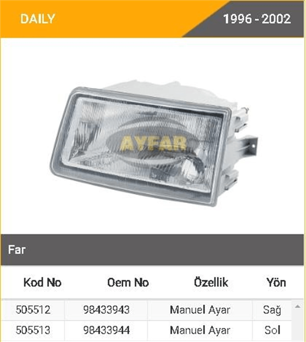 AYFAR505513-Far Komple