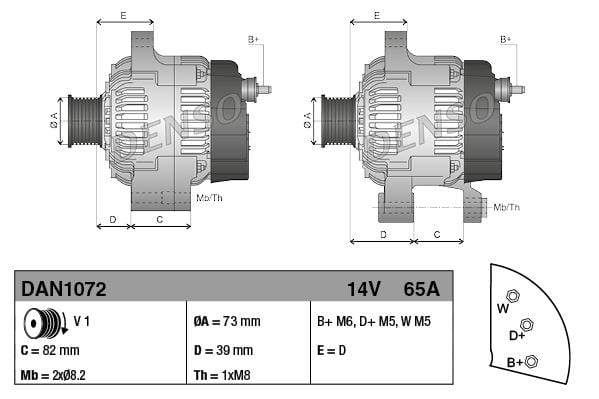 Alternatör 12V 65AH (V Kayış) Perkins Jcb Marelli Tip Cat Hidromek | DENSO DAN1072