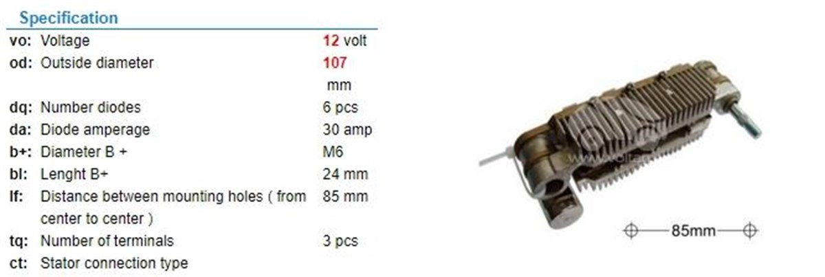 Diyot Tablası 12v 30ah 85mm Mits Mazda Hyundai Accent Imr8544 | Transpo Imr8544