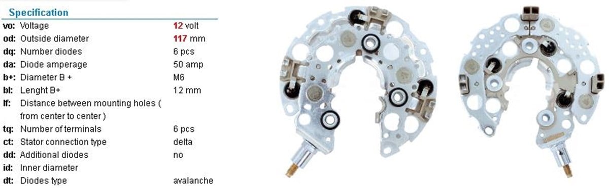 Diyot Tablası 12V 50AH Toyota Corolla Ym 6DİYOT | TRANSPO INR430