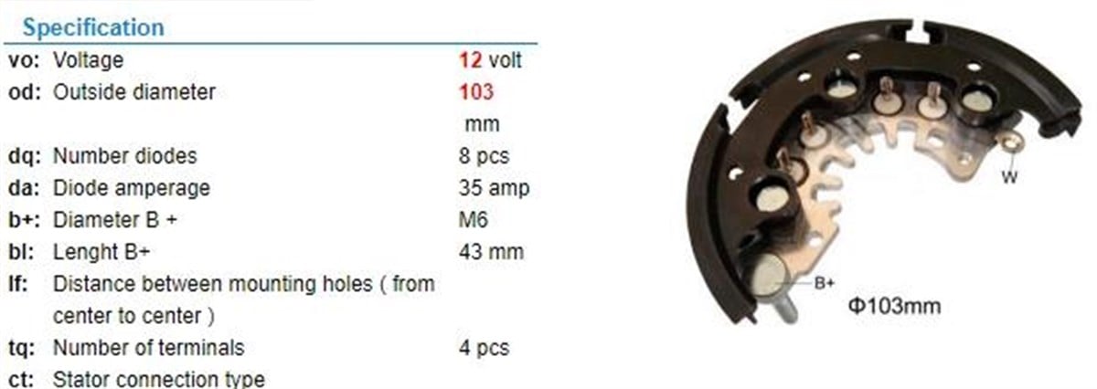 Diyot Tablası 12V Nissan Ym Hitaçhi Tip | TRANSPO IHR754