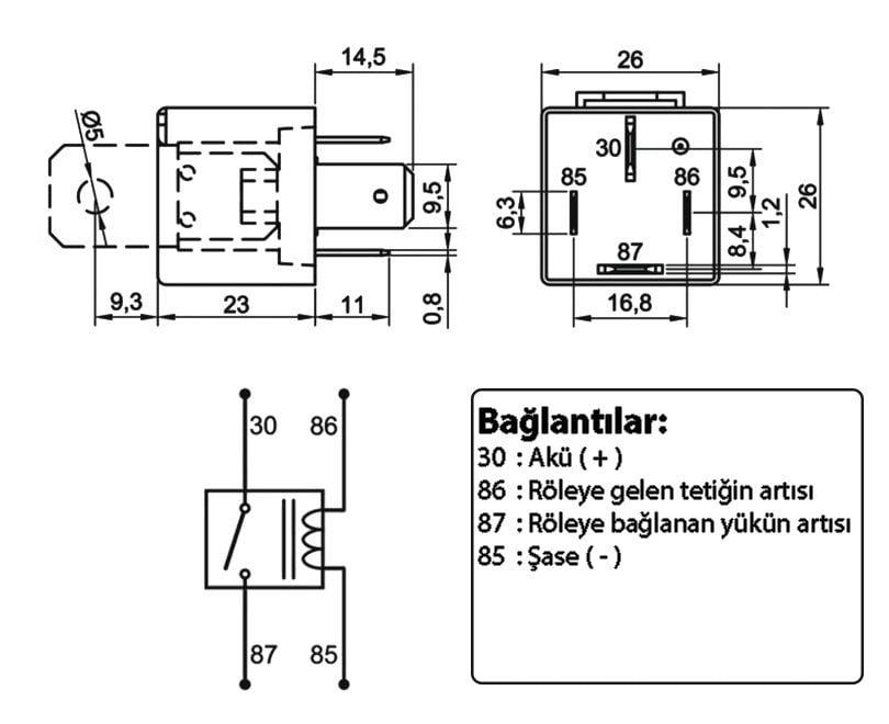 Mini Röle 12v 70ah Güç Rölesi 4fişli | Elo 720170102