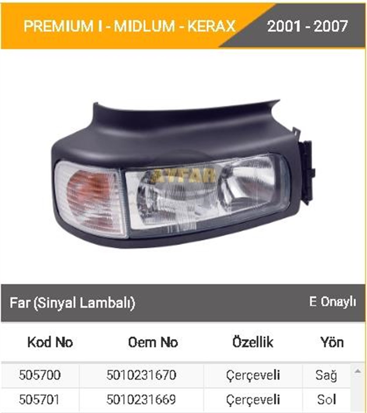 Far 01-07 Reno Premum Midlum Kerax--sağ-ayf505700 | Ayfar 505700