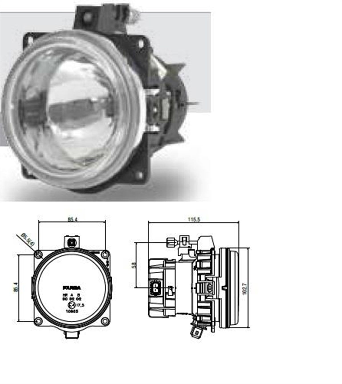 FAR 12V  H1 KARSAN SPOT CADFACE KAPAK+KABLO ÇİZGİSİZ CAMLI 
