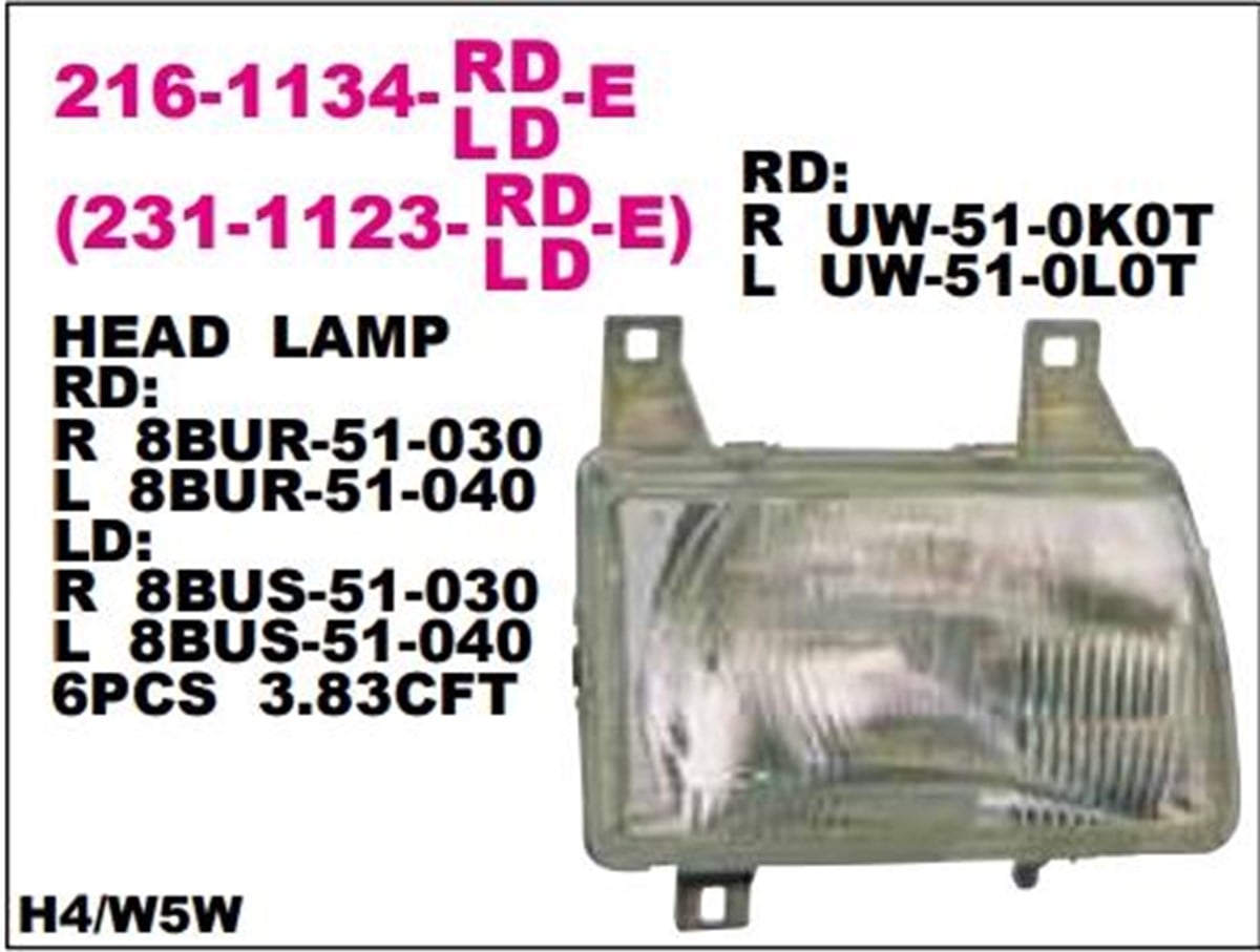 Far Mazda B2500 Ön Sol 98- 216-1134l-ld E | Depo 2161134llde