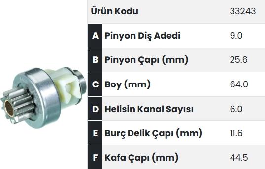 Marş Dişlisi 9DİŞ Dogan Kartal Slx Tempra FORM33243D | FORM 33243