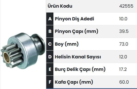 Marş Dişlisi 10diş Mf İnce Fm Leyland 154 Mf240 42555 |