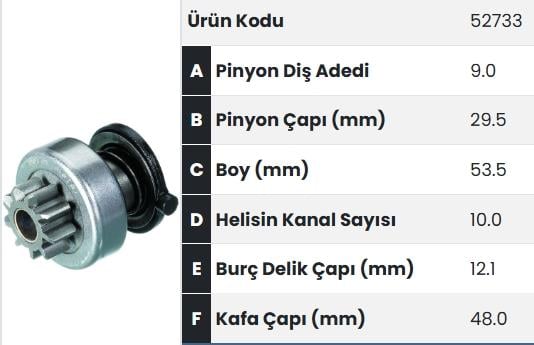 Marş Dişlisi 9diş Lombardin Bosch Tip Form52733 |