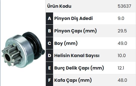 Marş Dişlisi 9DİŞ Bmw Ford Opel Fiat Forklift Gazlı Mf 53637 | FORM 53637