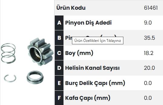 Marş Dişlisi Ucu 9DİŞ Tamir Takımı Mıts. Canter Hyundai H100 | FORM 61461