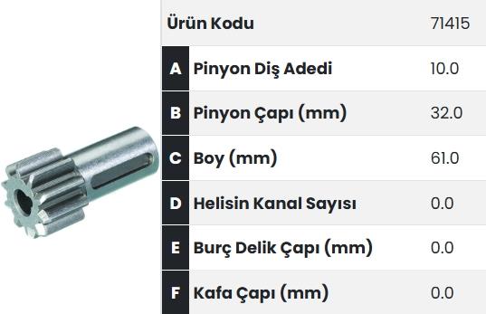 Marş Dişlisi Ucu 10DİŞ Alfkb Bmc Profesyonel 32mm Adaptasyon | FORM 71415
