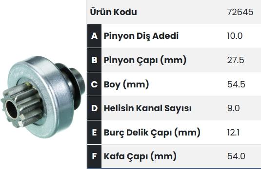 Marş Dişlisi 10DİŞ Tata Valeotip FM72645 | FORM 72645