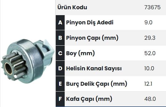 Marş Dişlisi 9DİŞ Bmw Marellitip FM73675 | FORM 73675