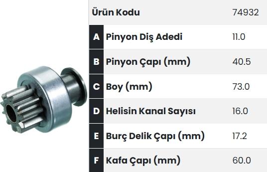Marş Dişlisi 11DİŞ Hino Kamyon Fb 112 FM74932 | FORM 74932