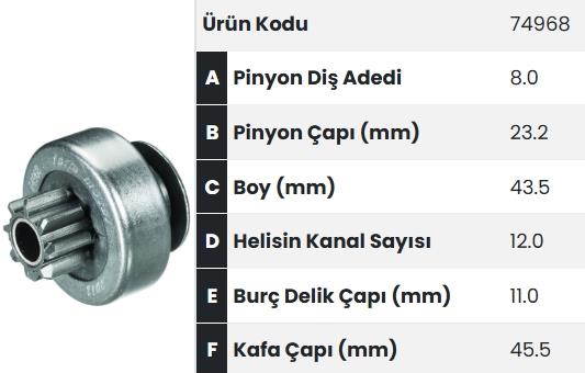 Marş Dişlisi 8DİŞ Reno Dacia FM74968 3114 ZEN1801 | FORM 74968