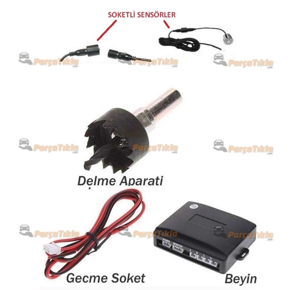 Park Sensörü Göstergeli Ekranlı Sesli Gri Sensörlü E2 | INWELLS 026011