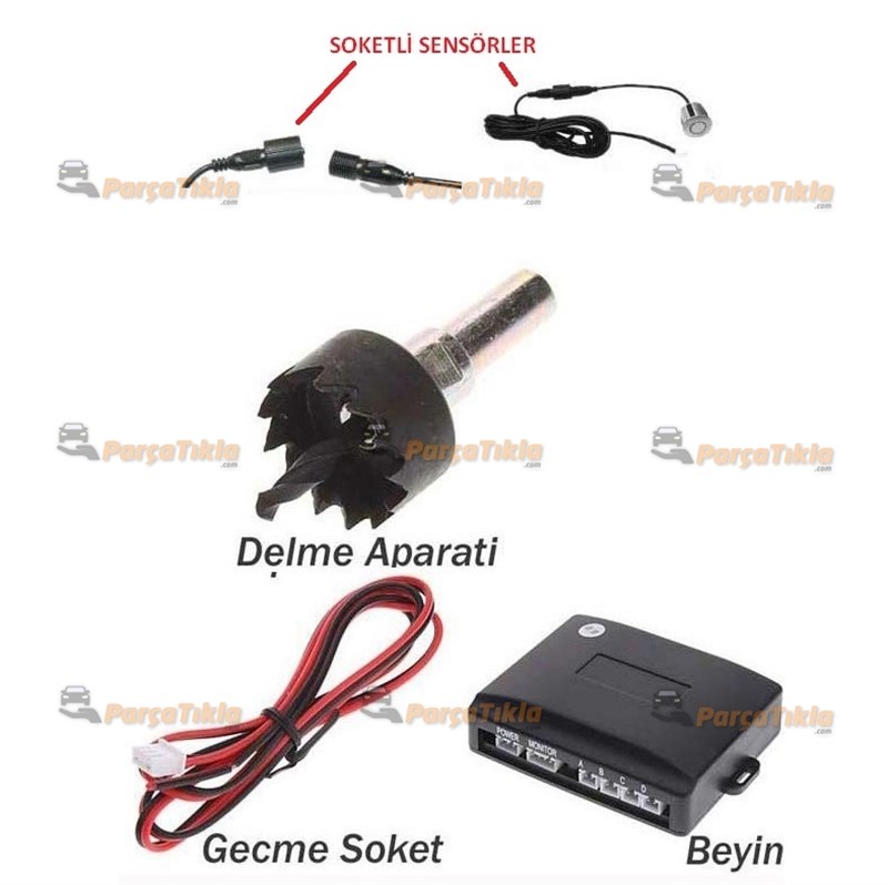 Park Sensörü Göstergeli Ekranlı Sesli Gri Sensörlü E2 |