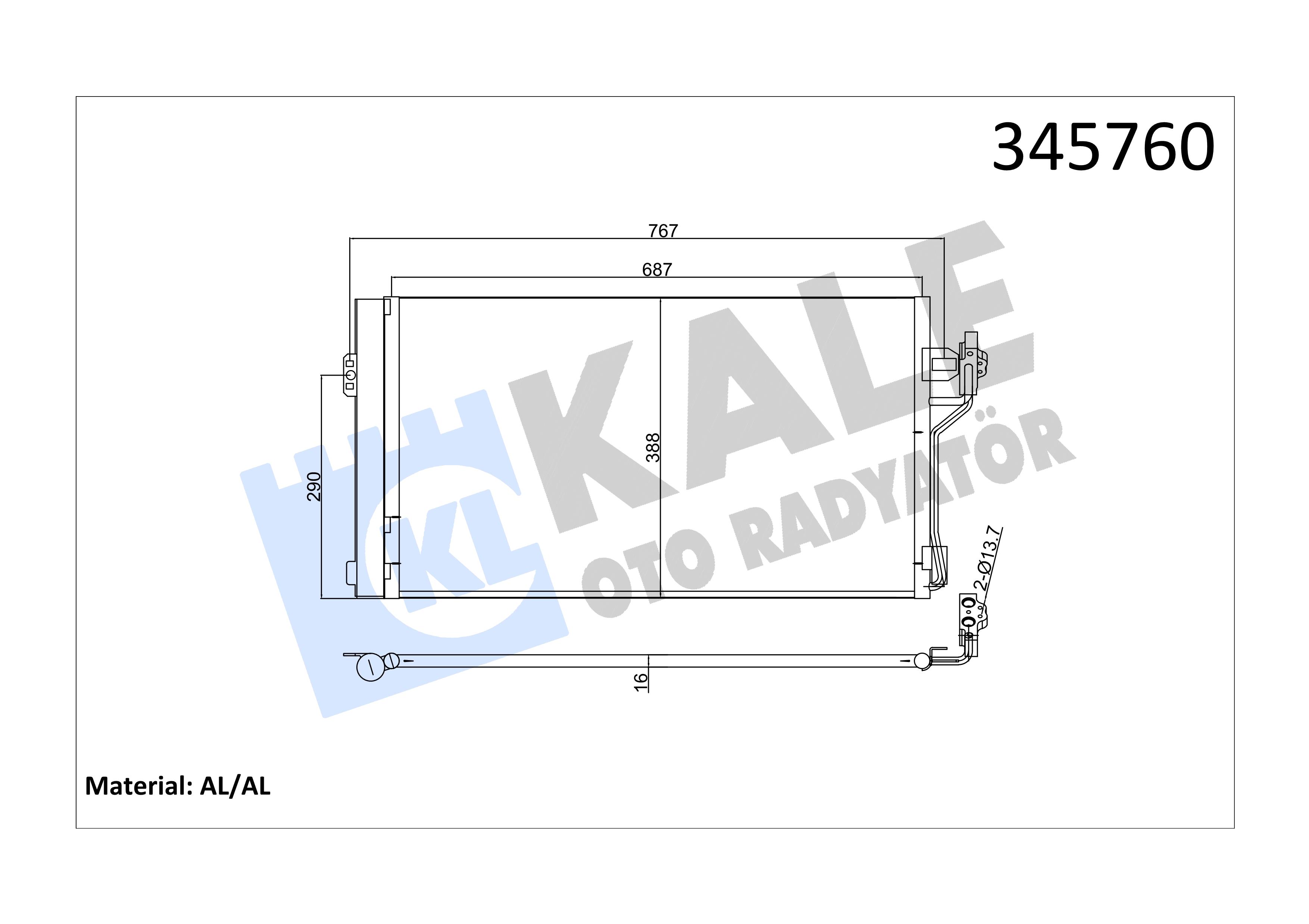 Klima Radyatörü Mercedes Vito (Çift Civatalı) YERİNE-KAPO6398350070+470H Viano Viano 42020143 6398350270 940178 | KALE 345760