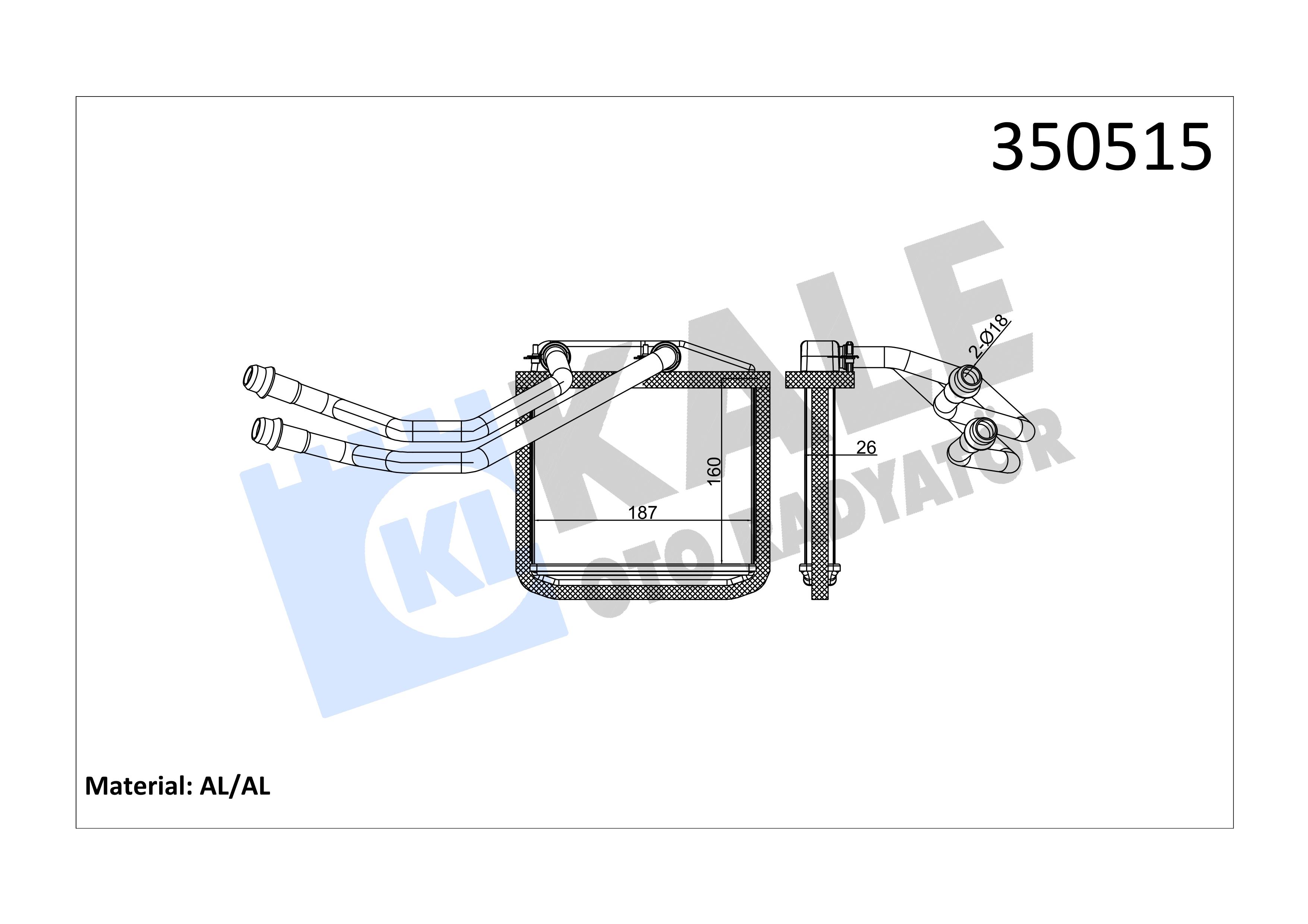 Kalorifer Radyatörü (Borulu) Mıto Doblo 3 Linea Fiorino Fiorino Pratıco Grande Punto Bipper Nemo Opel Corsa Borulu Fiat 500l | KALE 350515