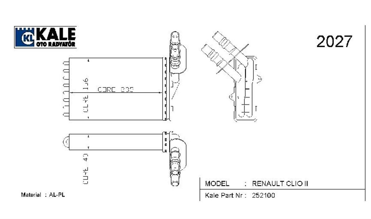 Kalorifer Radyatörü Renault Clio Kango 2Sıra 0585862A