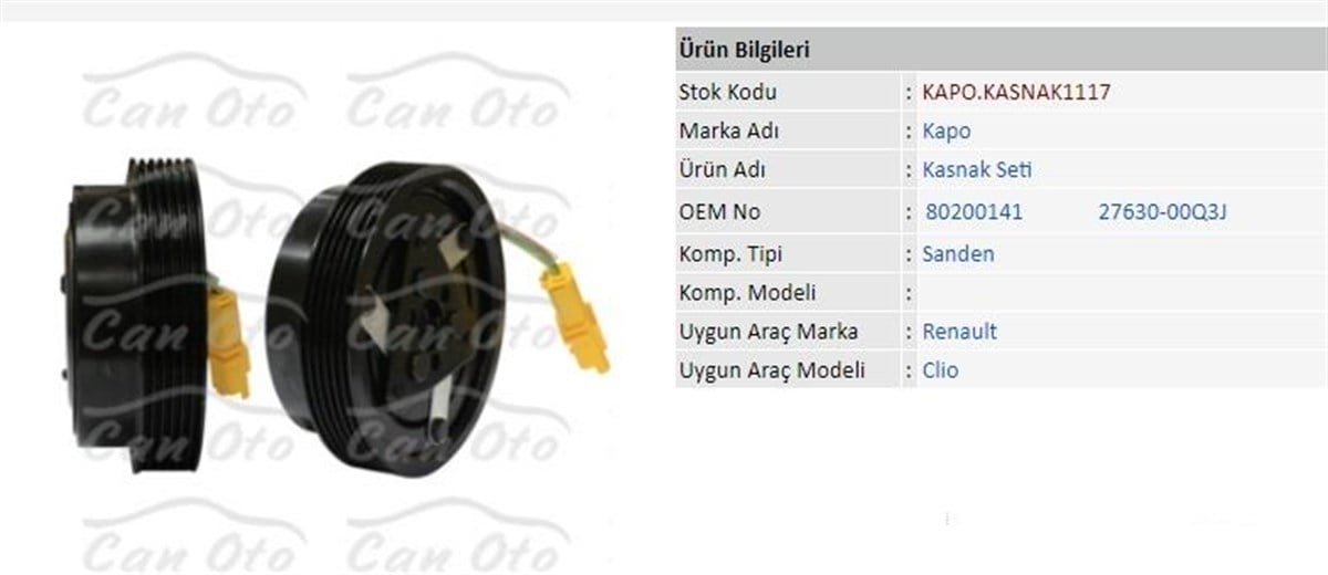 Klima Kompresör Kasnak Seti 6pk 125mm Renault Clio Renault Kangoo Clıo 1.5 | Kapo Kasnak1117