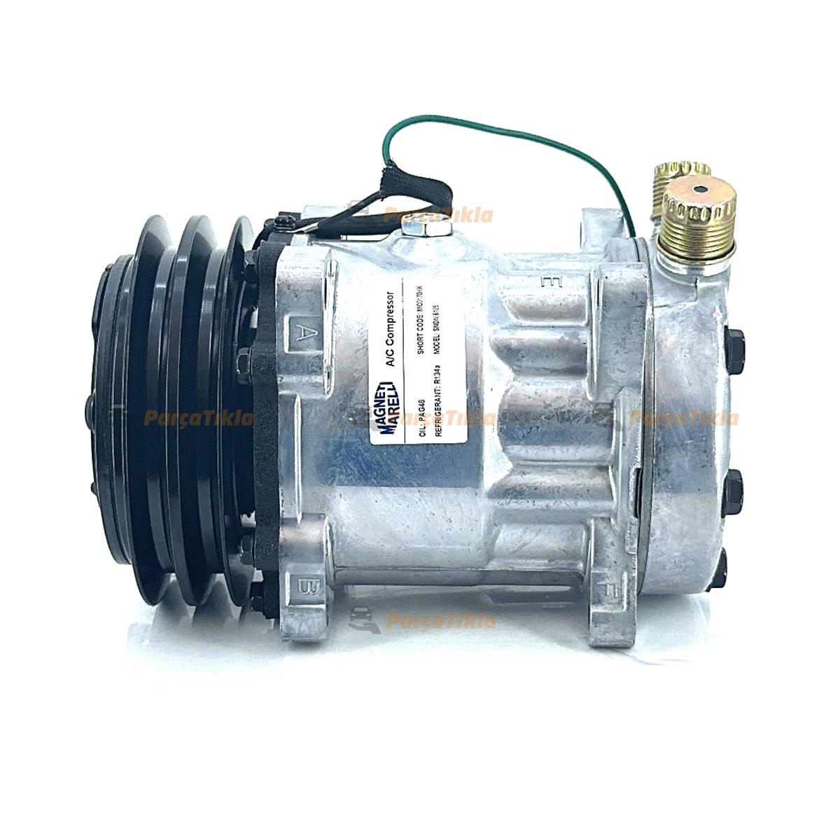 Klima Kompresörü 24V 7H15 2PK V Kayış Üstten Çıkış İnce Kalın V Kayış 132mm | MARELLI 359002001700
