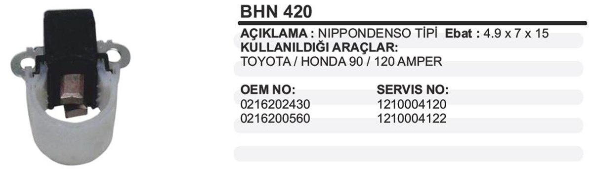 Kömür Yuvası Alt Toyota Corolla Honda Hn420 | Ith Bhn420