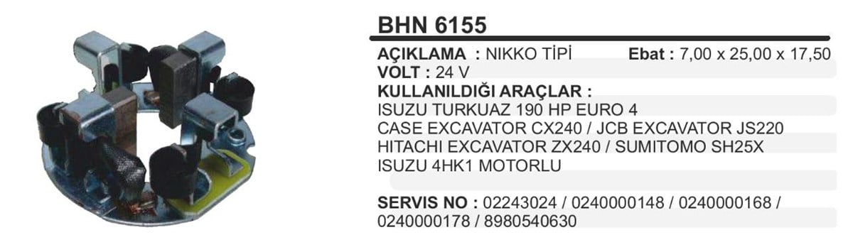 Kömür Yuvası Nıkko Tip Isuzu Turkuaz 190hp Euro4 Case Excavatör Jcb Sumitoma | Ith Bhn6155