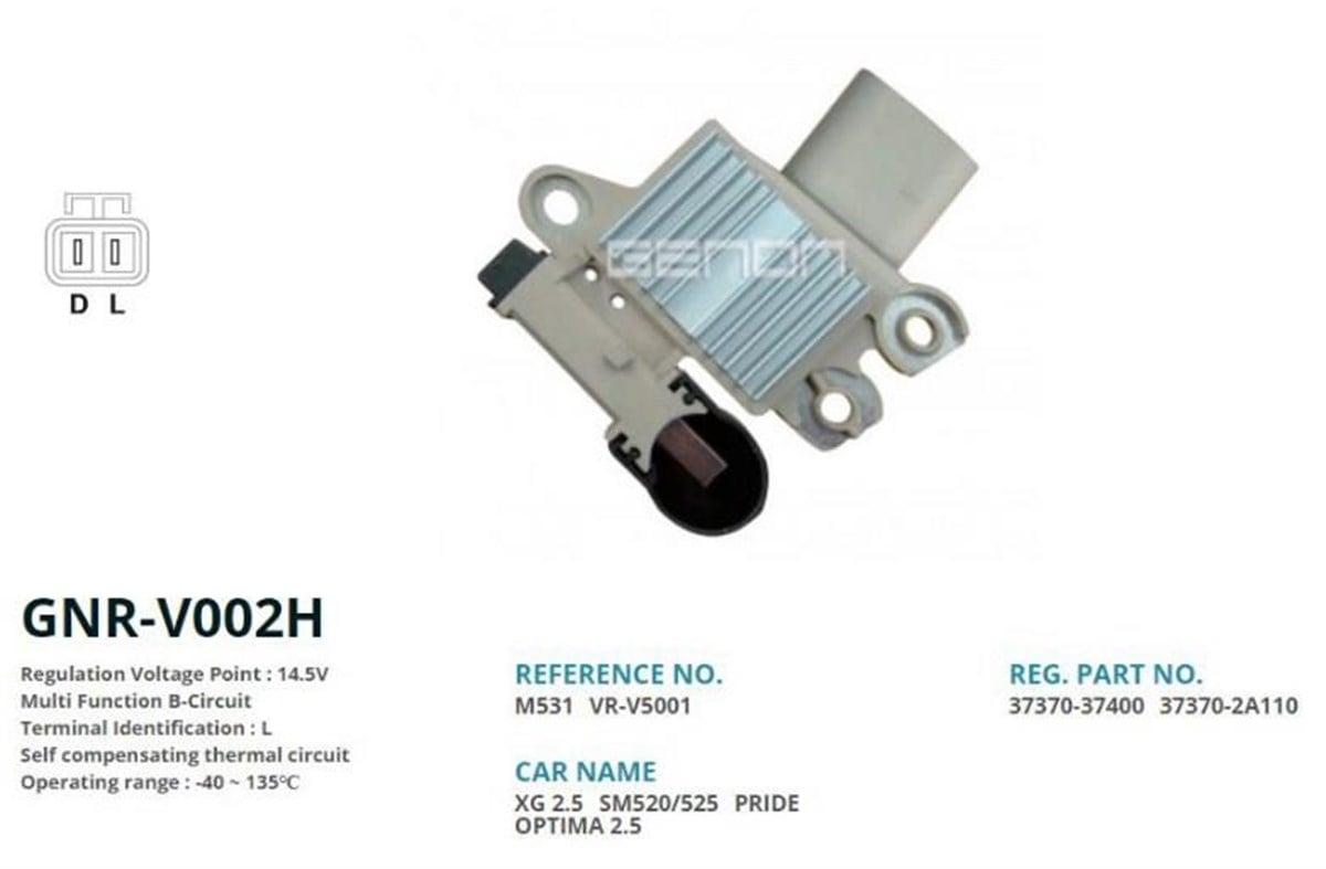 Konjektör 12v Hyundai Accent Era Getz (gnrv002a Uyumlu) (l) M531 | Genon Gnrv002h