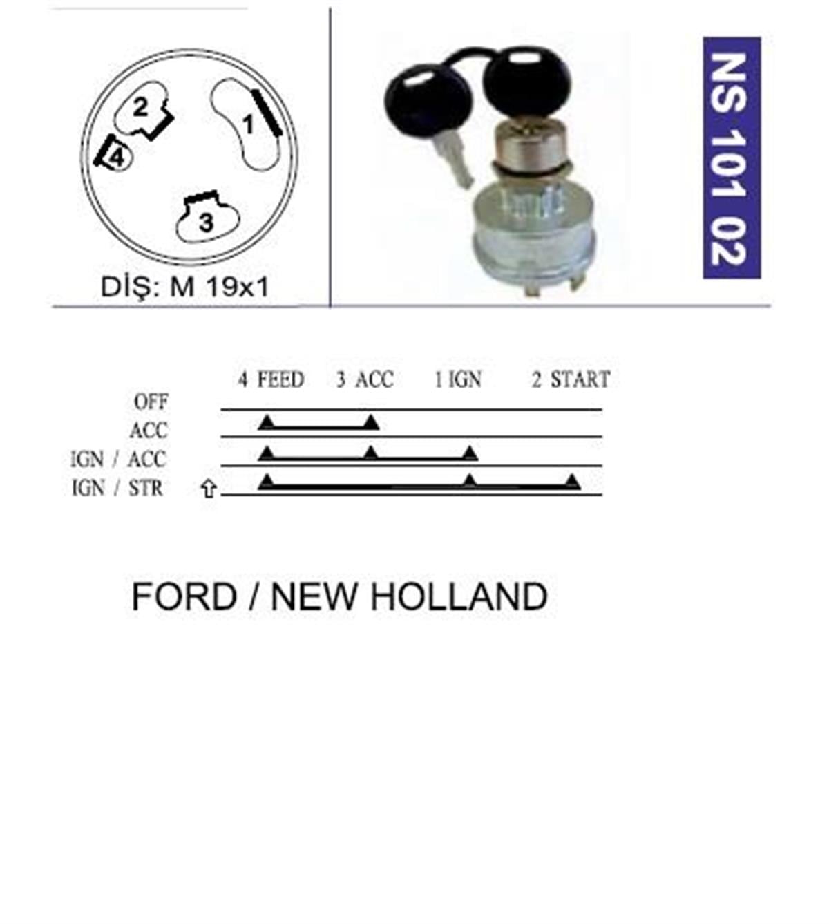 Kontak Anahtarı Şifreli New Holland Ford Traktör | Nesan Ns10102