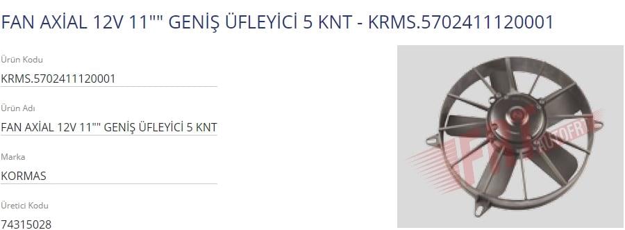 KORMAS5702411120001-Fan Motoru