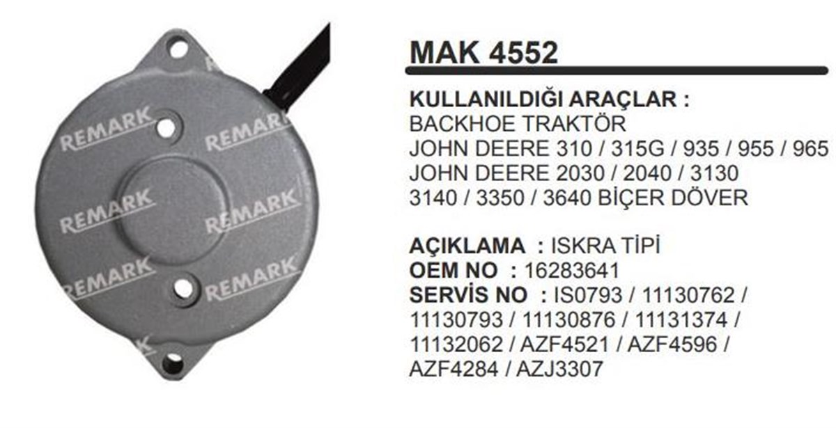 Marş Arka Kapak Johndeere Biçer Döver Beco Backhoa Traktör Johndeere | REMARK MC4552