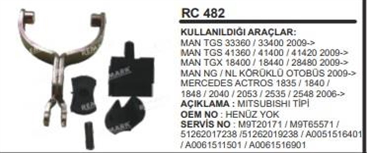 Marş Çatalı+takozu Mıtsubısh Man Scania 5.5KW Mercedes Actros Axor 1835 1840 1848 2040 2053 2535 2548 3240 4140 | REMARK RC482