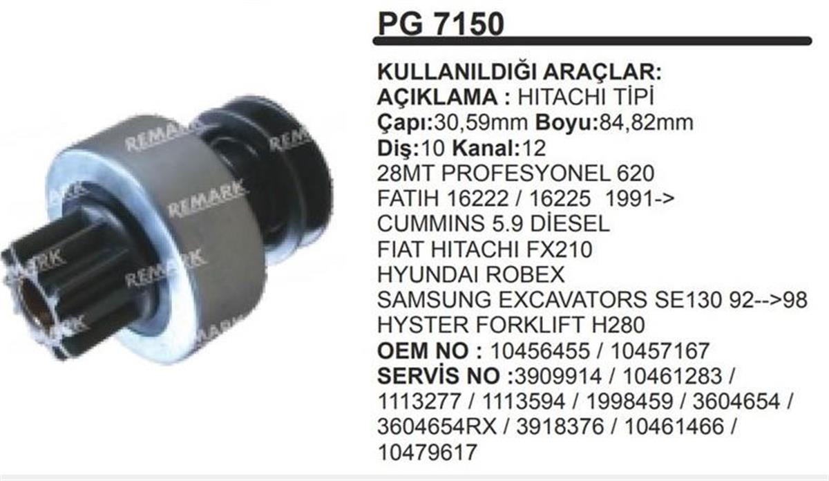 Marş Dişlisi 10DİŞ Fatih PROF.28 Mt. ZEN629 1194 | REMARK PG7150