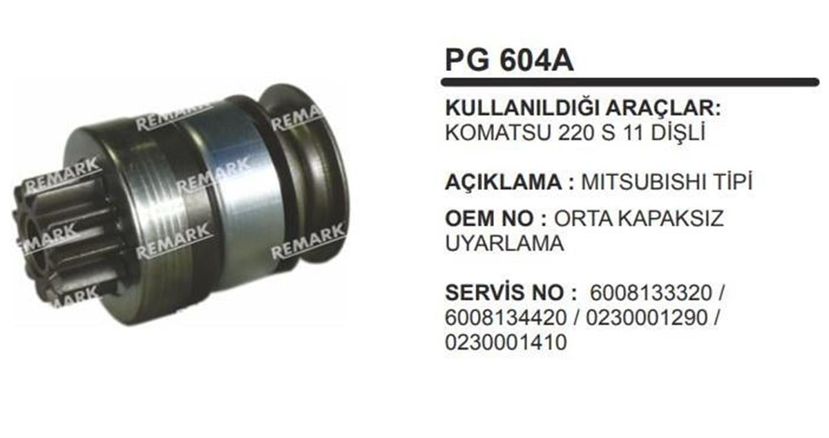 Marş Dişlisi 11Diş Mitsubishi Tip Komatsu 220S | Remark Pg604a