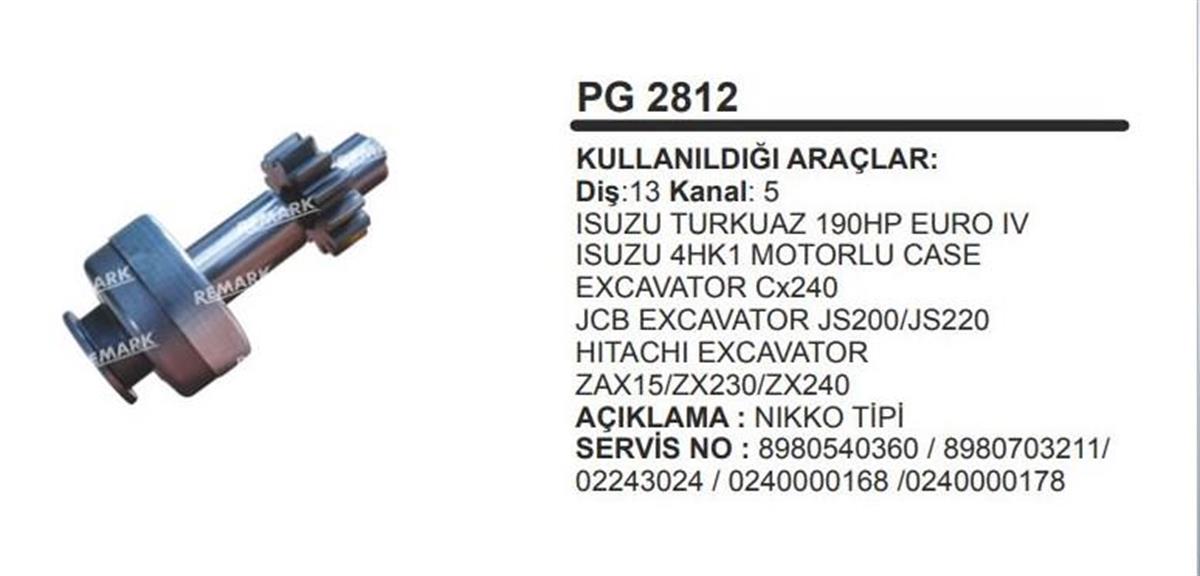 Marş Dişlisi 13Diş Isuzu Turkuaz 190Hp 4Hk1 Excavator Jcb Hitachi | Remark Pg2812