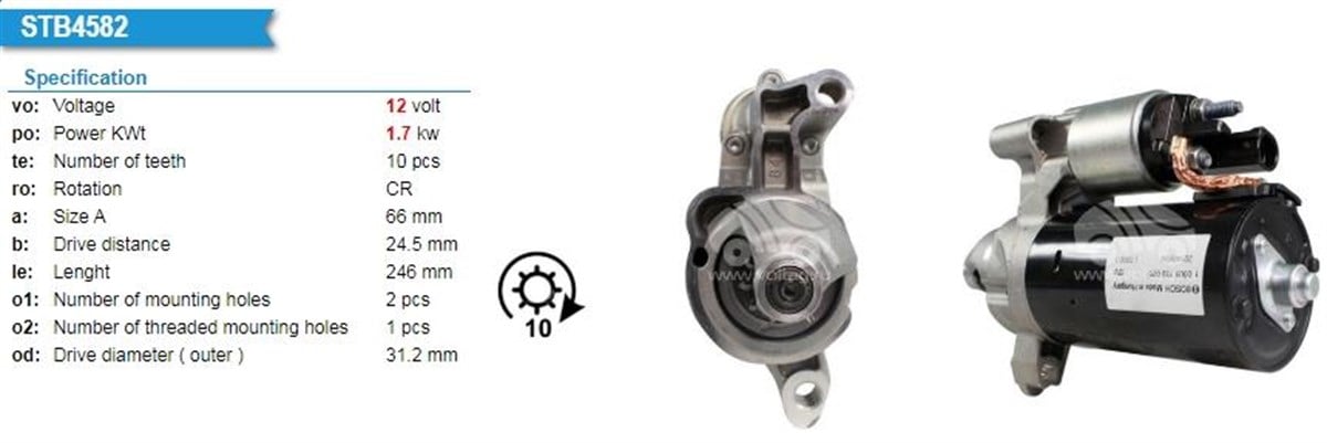 Marş Motoru 12V 10Diş Audi Q5 A4 A5 A6 2 0Tdı Quattro 09 