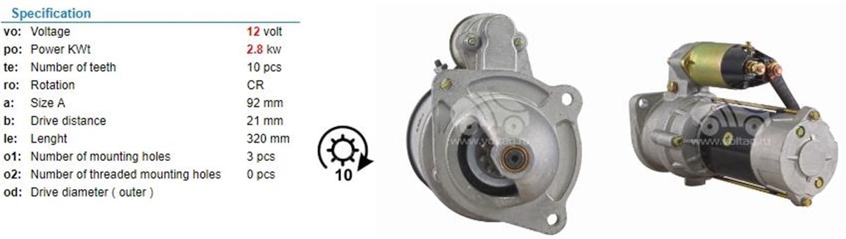 Marş Motoru 12v 10diş Ford Traktör 3000-3600 Excavatör Newholland Hy Mac Excavator New Holland Ford 3600 3000 3610 Mf135 Jcb 80 | Lucas 27500