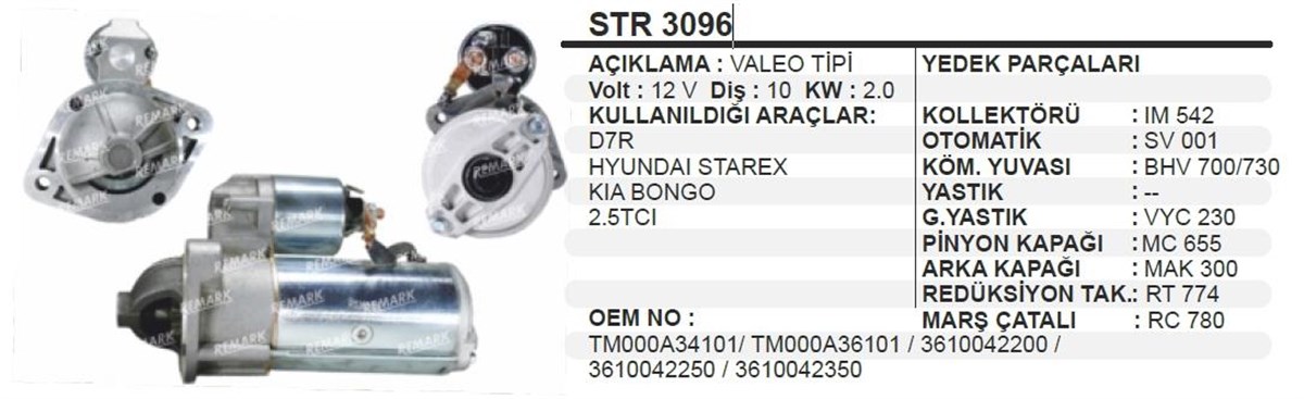 Marş Motoru 12v 10diş Mıtsubıshı L300 Starex Ym Gns7018 | Bypart Umm3077s