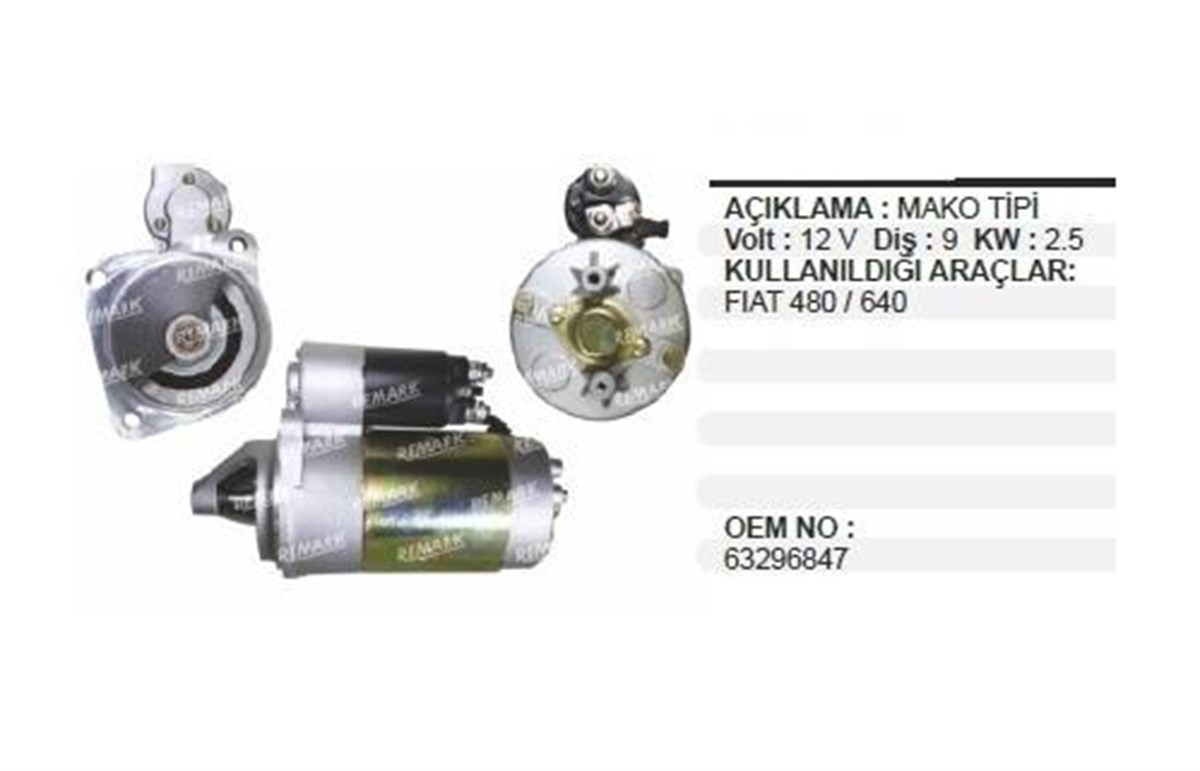 Marş Motoru 12V 9DİŞ Fiat Traktör 450 480 480S 54C 640 55/46 Newholland Deutz Chrysler PD250 Dodge STR4670 63217126 STR7126 | WUTSE STR17093