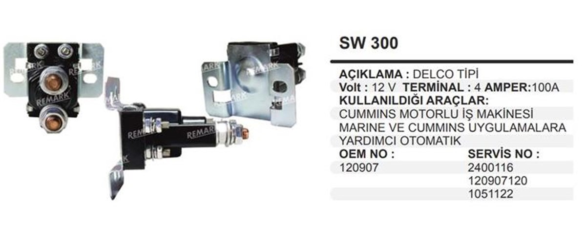 Marş Yardımcı Ara Otomatiği 12v Mercury Deniz Motoru Cummins-marin Volvo Snls165m | Remark Sw300
