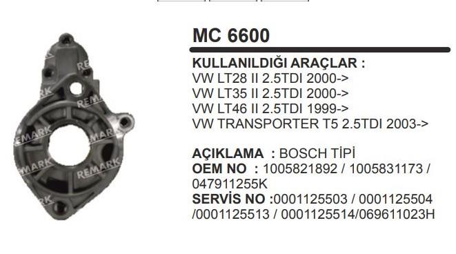 Pinyon Kapağı Bosch Tip Vw Transporter T5 LT35 | MARTEK MC6600