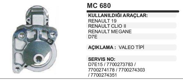 Pinyon Kapağı D7E Reno R19-CLİO2 Megane MC680 | MARTEK MC680