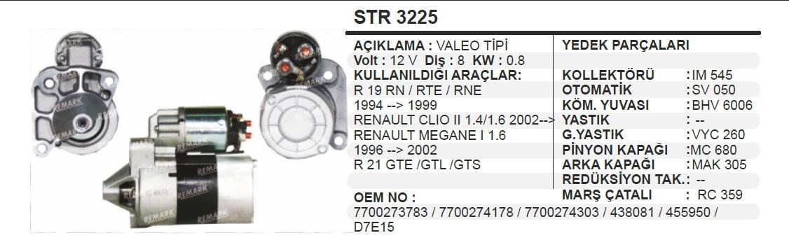 MARTEKSTR3225-Marş Motoru - Marş Dinamosu