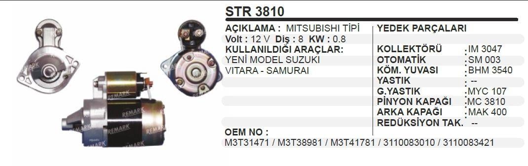 MARTEKSTR3810-Marş Motoru - Marş Dinamosu
