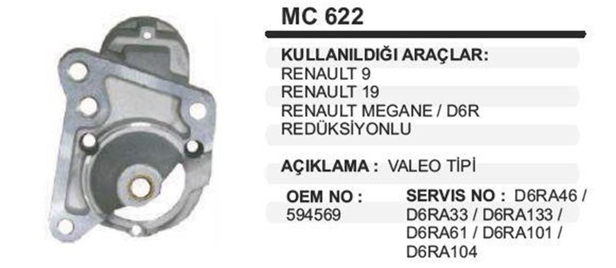 Pinyon Kapağı Reno R19 Megan Valeo Tipi D6RA .MC622 R19 R9 Megane | WINWIN MC622