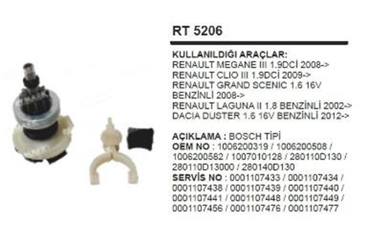 Rediktör Takımı BOSCH107 Renault Megane III Scenic 1.9DC Laguna II Dacia Duster Clio Megan III | REMARK RT5206
